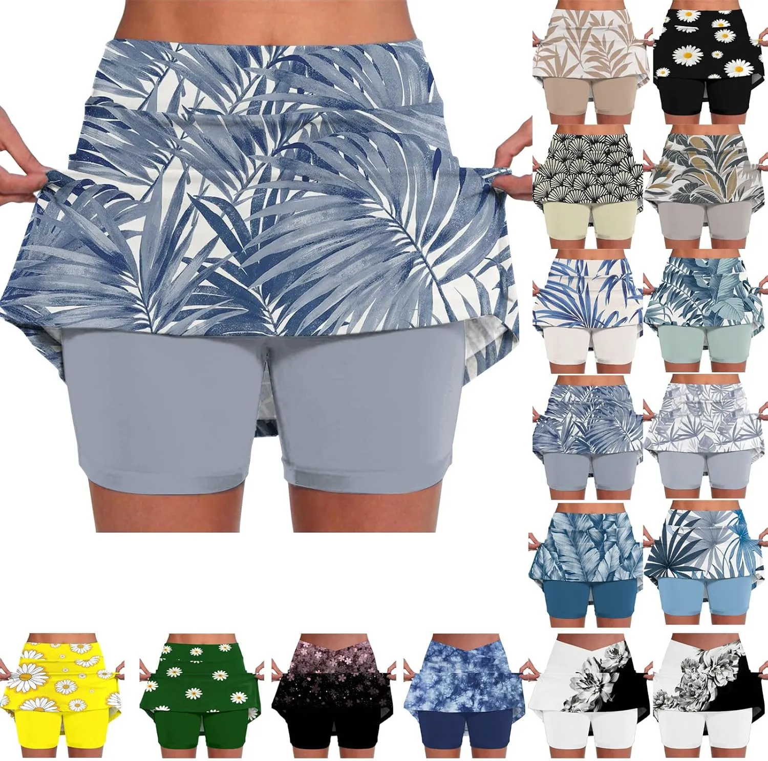 Knee Length Skorts Skirts for Women High Waisted Athletic Tennis Golf Skort for Casual Summer with Pockets