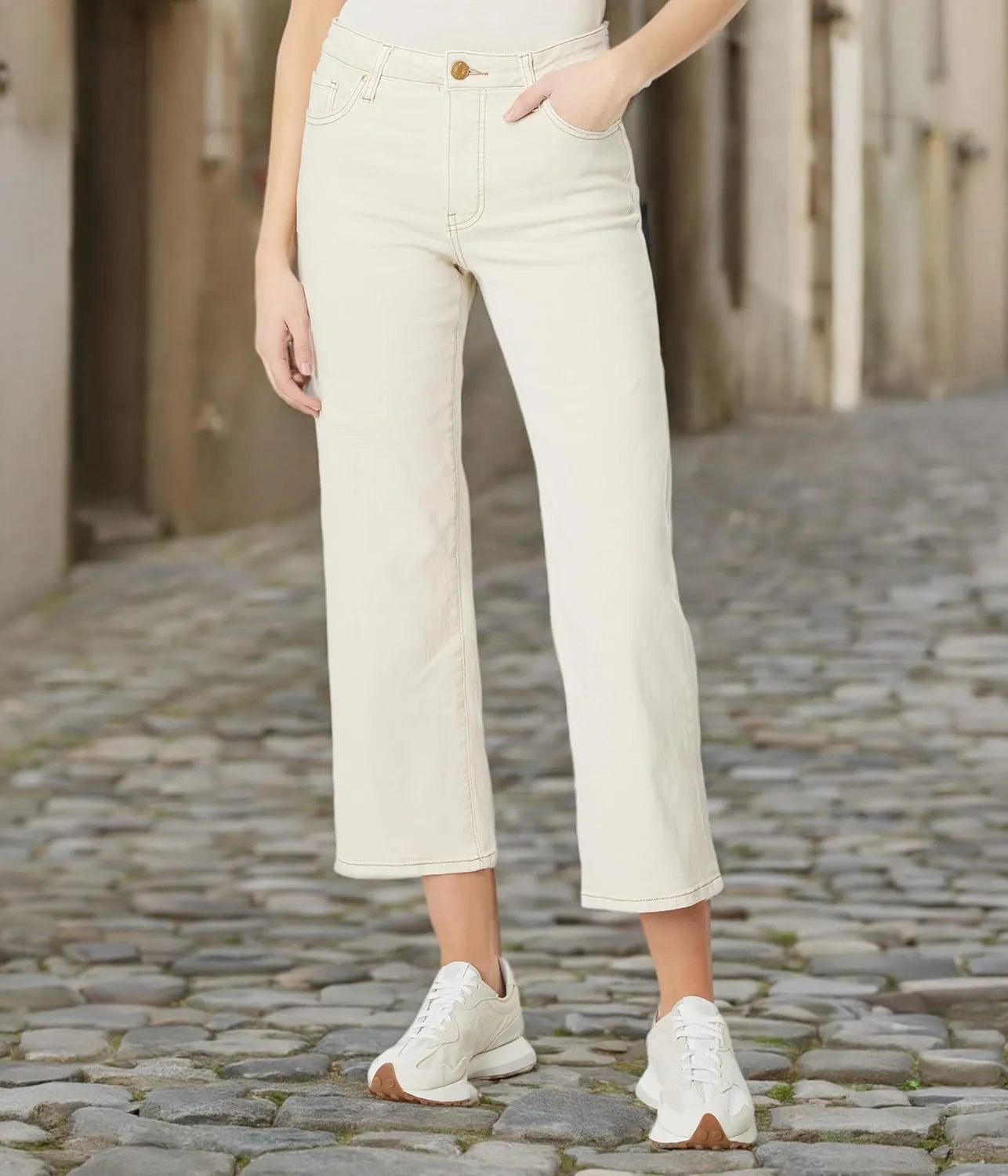 KUT from the Kloth Women's Charlotte High-Rise-fab Ab-Culottes in Ecru