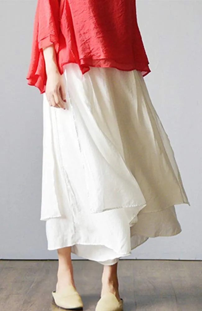 LaovanIn Women's Wide Leg Capri Pants Cotton Cropped Palazzo Trousers Culottes