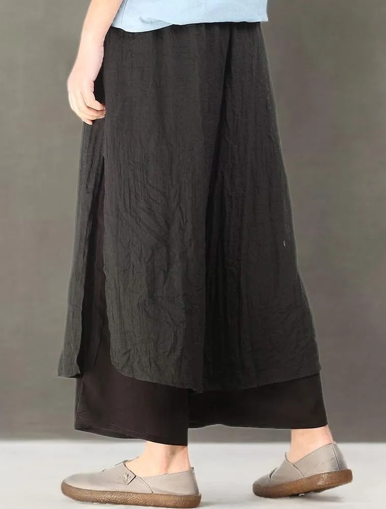 LaovanIn Women's Wide Leg Capri Pants Cotton Cropped Palazzo Trousers Culottes