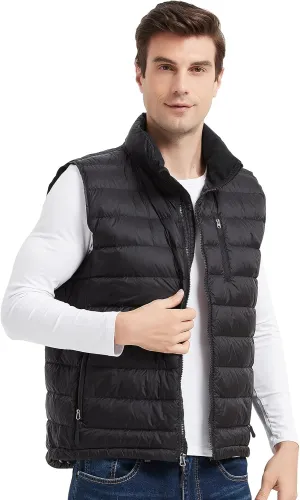 Lesmart Mens Down Vest Lightweight Packable Winter Outdoor Puffer Vest Jacket with Pockets