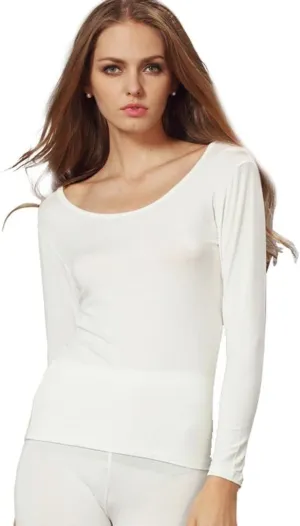 Liang Rou Women's Scoop Neck Long Sleeve Ultrathin Modal Thermal Underwear Shirt/Top