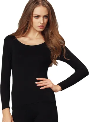 Liang Rou Women's Scoop Neck Long Sleeve Ultrathin Modal Thermal Underwear Shirt/Top