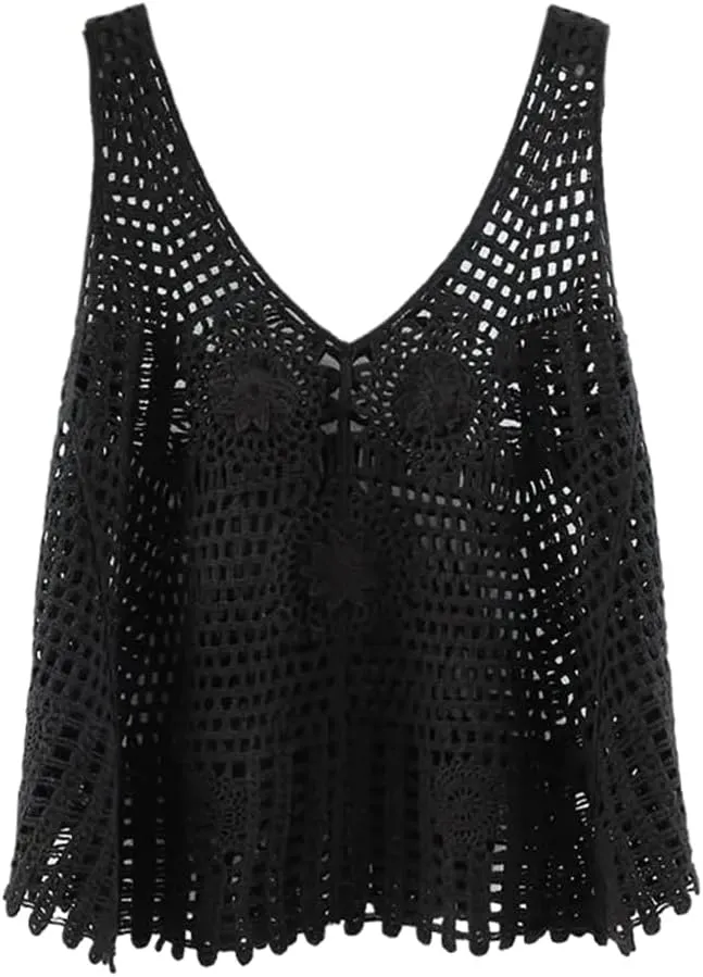 LIXINGHEITANG Knit Vest Ladies Sling Short Top Woman Crocheted Female Sleeveless Camis Camisole