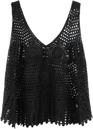 LIXINGHEITANG Knit Vest Ladies Sling Short Top Woman Crocheted Female Sleeveless Camis Camisole