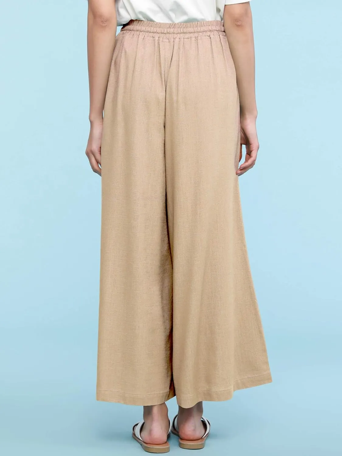 Lock and Love Women's Washed Linen Casual Loose Wide Leg Pants Pocket Pant with Draw String