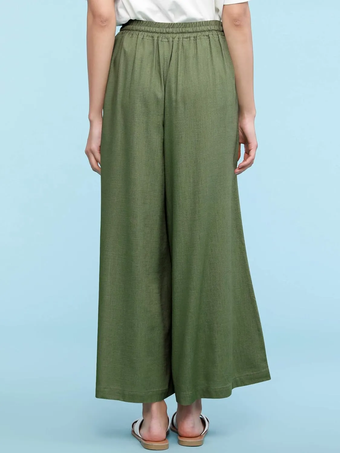 Lock and Love Women's Washed Linen Casual Loose Wide Leg Pants Pocket Pant with Draw String