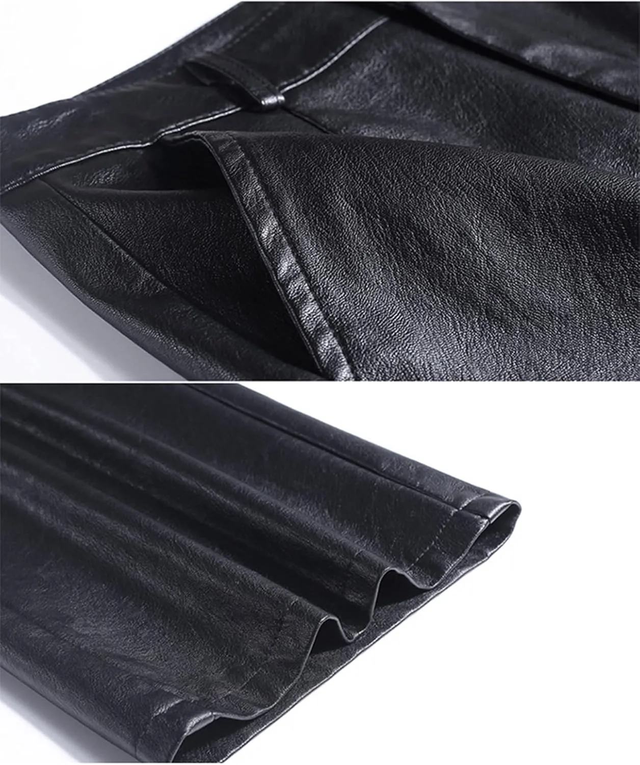 Lucrosun Women's High Waist Wide Leg PU Leather Palazzo Pants Culottes Black