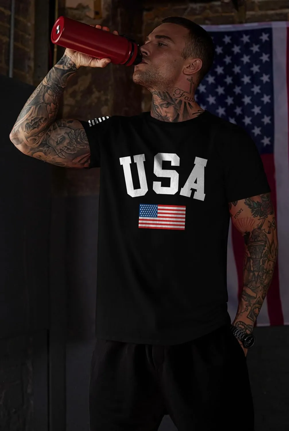Mainfini Men's 4th of July T-Shirt American Flag 1776 Short Sleeve Tshirt (S-3XL)