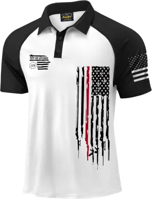 Mainfini Men's Short Sleeve Golf Shirt 1776 USA Flag Graphic Button Polo Shirt (S-3XL)