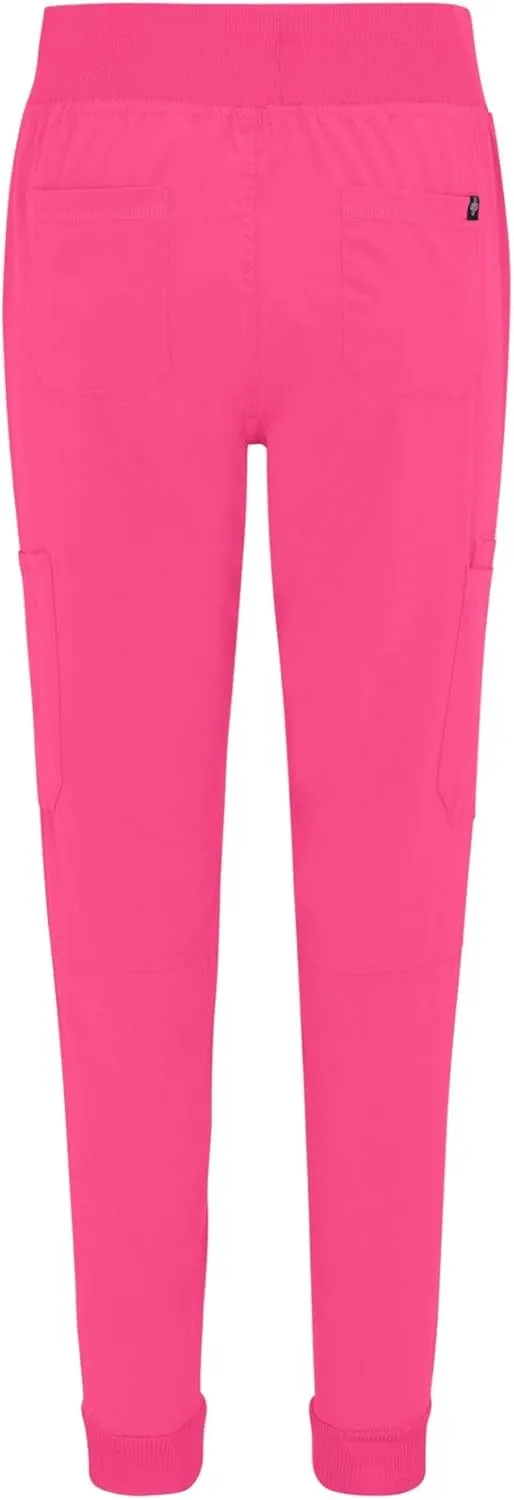 M&M SCRUBS Women's Jogger Scrub Set V-Neck Scrub Top with Stretchy Rib-Knit 8 Pockets Tapered Cargo Jogger Scrub Top and Pant