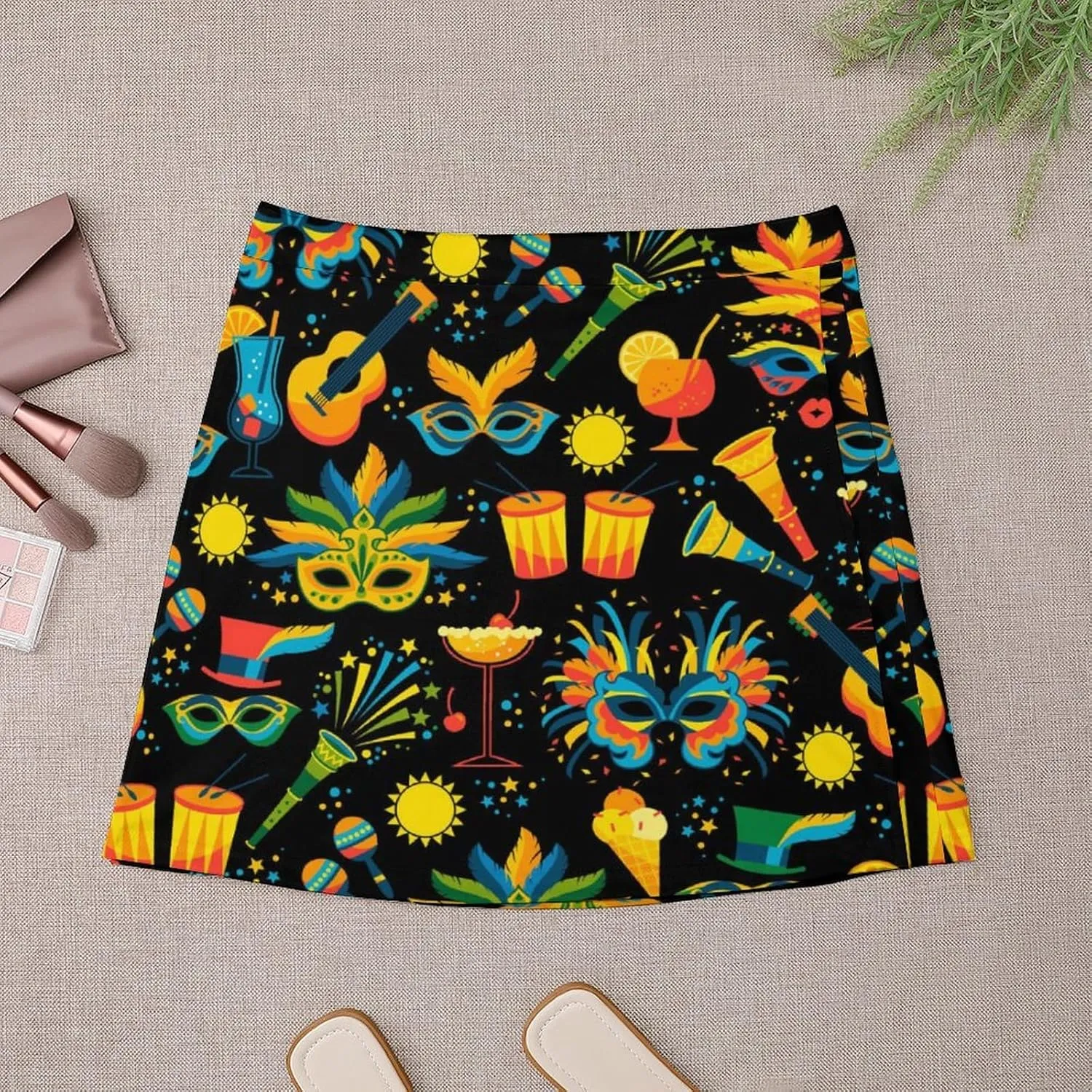 Mardi Gras Short Skirt Culottes Womans Athletic Skorts Golf Skirts Mini Shorts High Waist Breathable Sport Skort
