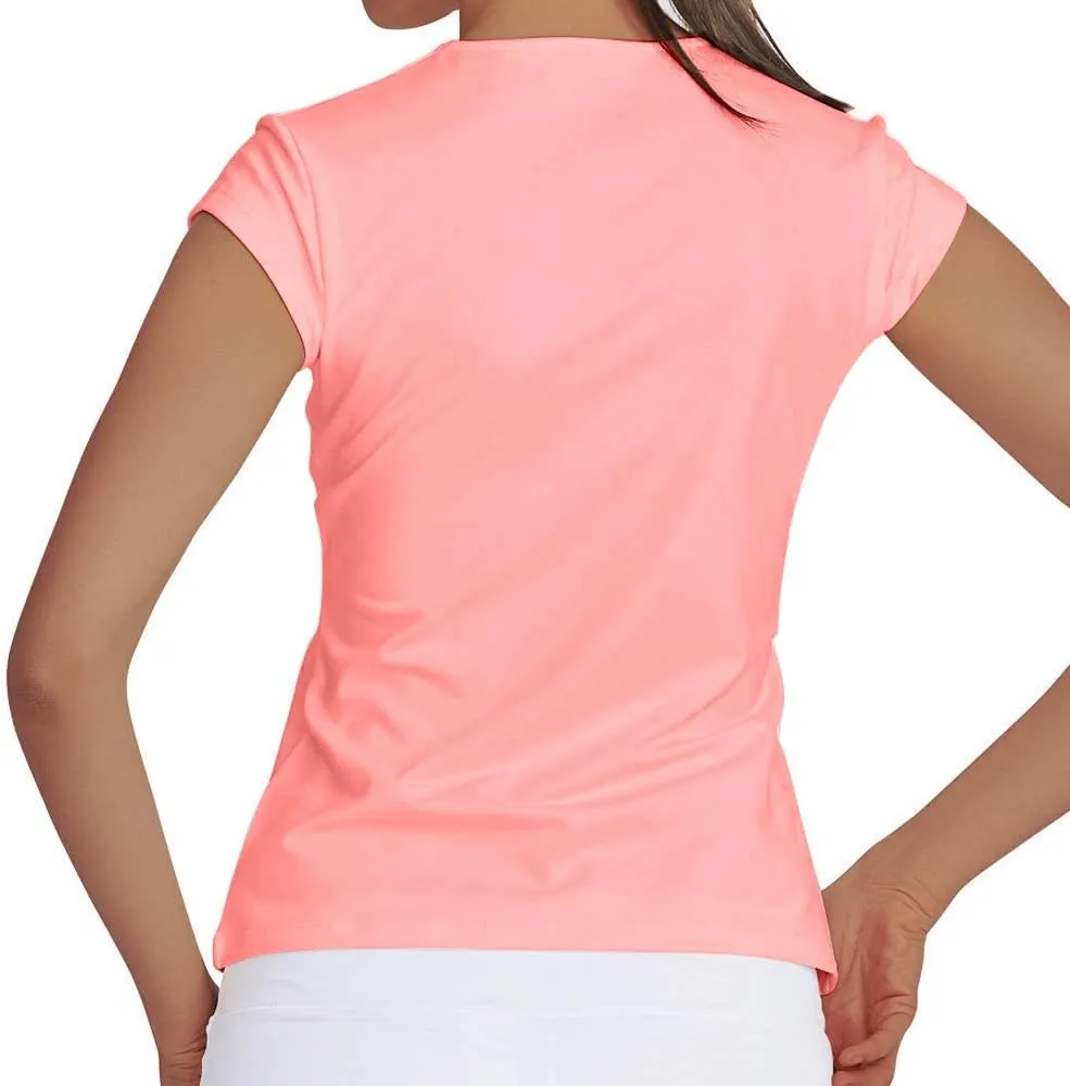 Meja Women Tennis Shirt Short Sleeve,V Neck Golf T Shirt Quick Dry Running Shirts Activewear