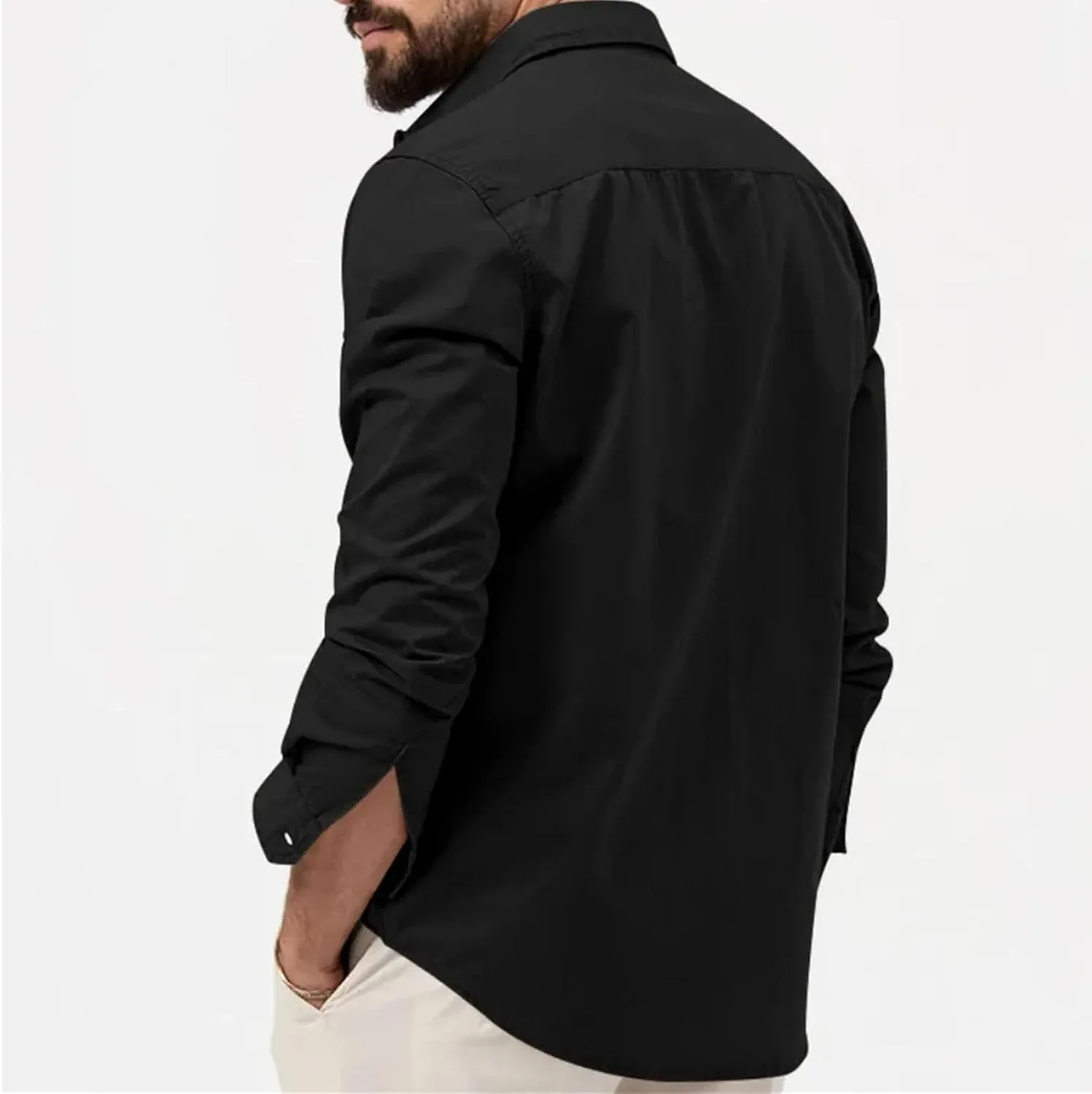 Men Shirt Outdoor Workwear Shirt for Men Quick Dry Breathable Waterproof Long Sleeve Top with Big Pockets