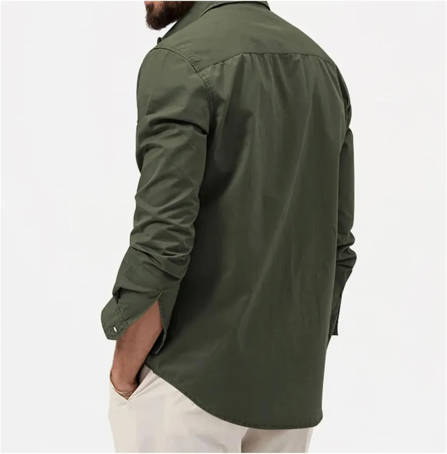 Men Shirt Outdoor Workwear Shirt for Men Quick Dry Breathable Waterproof Long Sleeve Top with Big Pockets