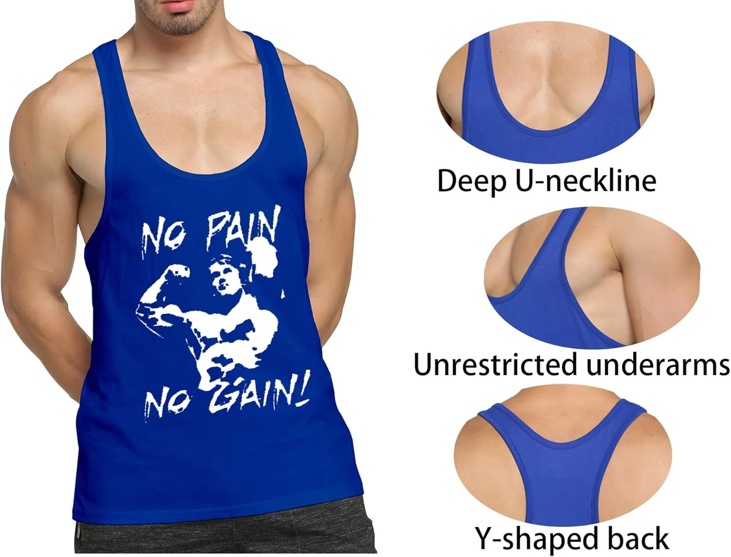 Mens 3 Pack Tank Tops Workout Gym Muscle Shirt Y-Back Fitness Bodybuilding Sleeveless T Shirt