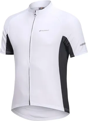 Men's Basic Cycling Jerseys Short Sleeves Mountain Bike Bicycle Shirt Quick Dry Biking Shirt for Men with Back Pockets
