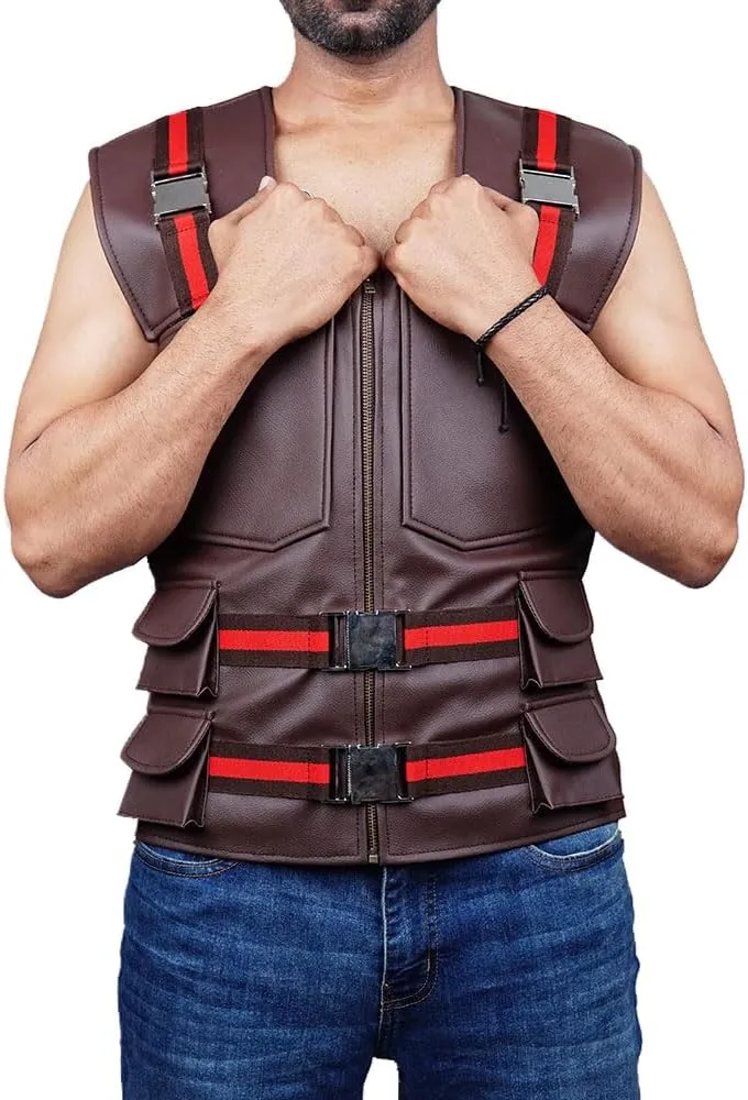 Mens Blade Trinity Stylish Wesley Snipes Cosplay Wear Costume Faux Leather Combat-Vest Halloween Costumes