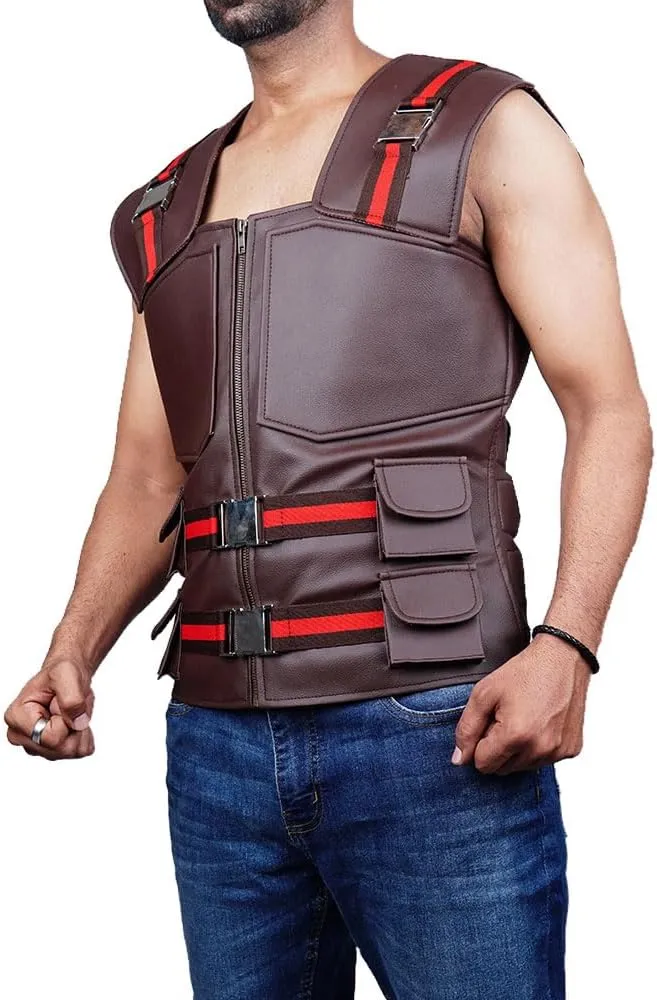 Mens Blade Trinity Stylish Wesley Snipes Cosplay Wear Costume Faux Leather Combat-Vest Halloween Costumes