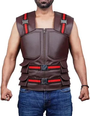 Mens Blade Trinity Stylish Wesley Snipes Cosplay Wear Costume Faux Leather Combat-Vest Halloween Costumes