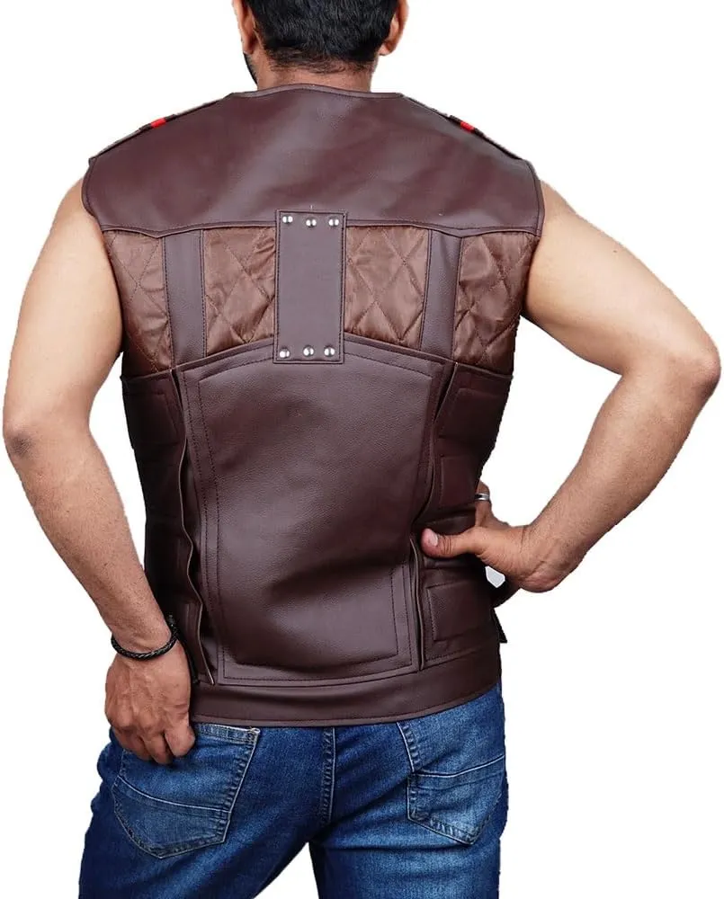 Mens Blade Trinity Stylish Wesley Snipes Cosplay Wear Costume Faux Leather Combat-Vest Halloween Costumes