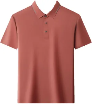 Mens Business Polos Shirt Solid Color Quick Dry All Match Ice Silk Seamless Short Sleeve T Shirt Top