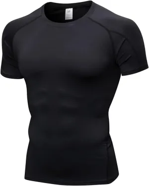 Men's Compression Shirt Short Sleeve Athletic Compression Tops Cool Dry Undershirts Baselayer Gym Workout T Shirt