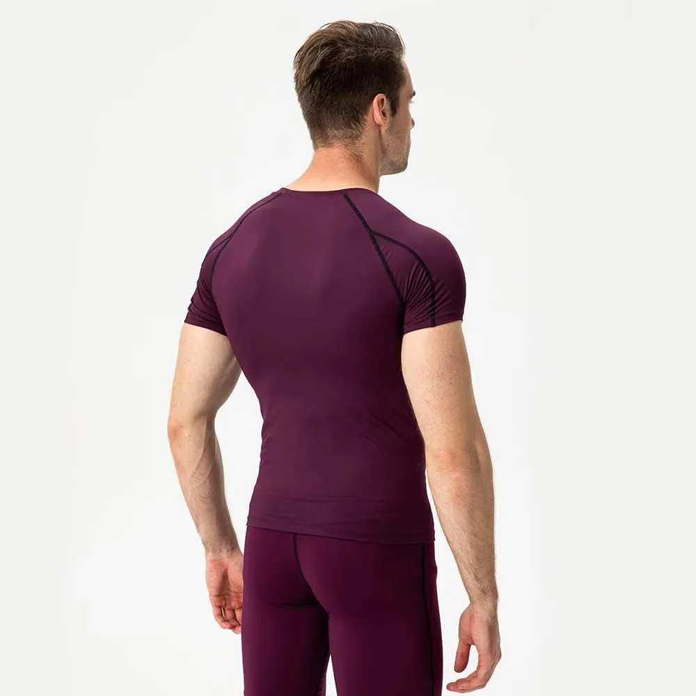 Men's Compression Shirt Short Sleeve Athletic Compression Tops Cool Dry Undershirts Baselayer Gym Workout T Shirt