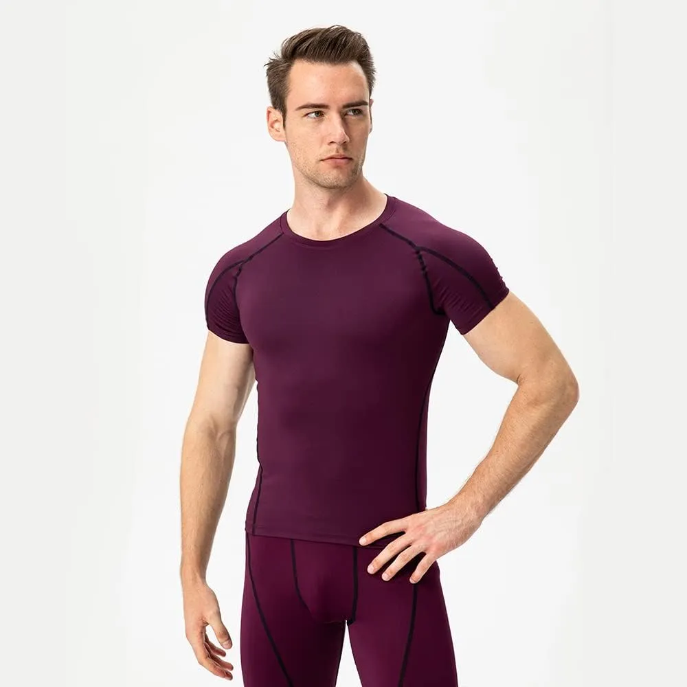 Men's Compression Shirt Short Sleeve Athletic Compression Tops Cool Dry Undershirts Baselayer Gym Workout T Shirt