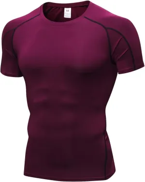 Men's Compression Shirt Short Sleeve Athletic Compression Tops Cool Dry Undershirts Baselayer Gym Workout T Shirt