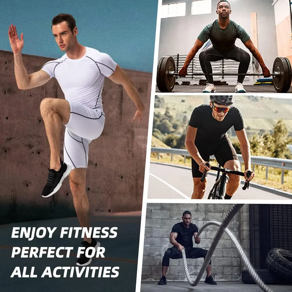 Men's Compression Shirt Short Sleeve Athletic Compression Tops Cool Dry Undershirts Baselayer Gym Workout T Shirt
