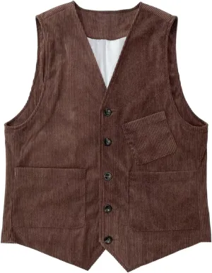 Men's Corduroy Vest Solid Color Classic Leisure Vest For Business Wedding Party Dinner Outdoor Wear ZXCV10
