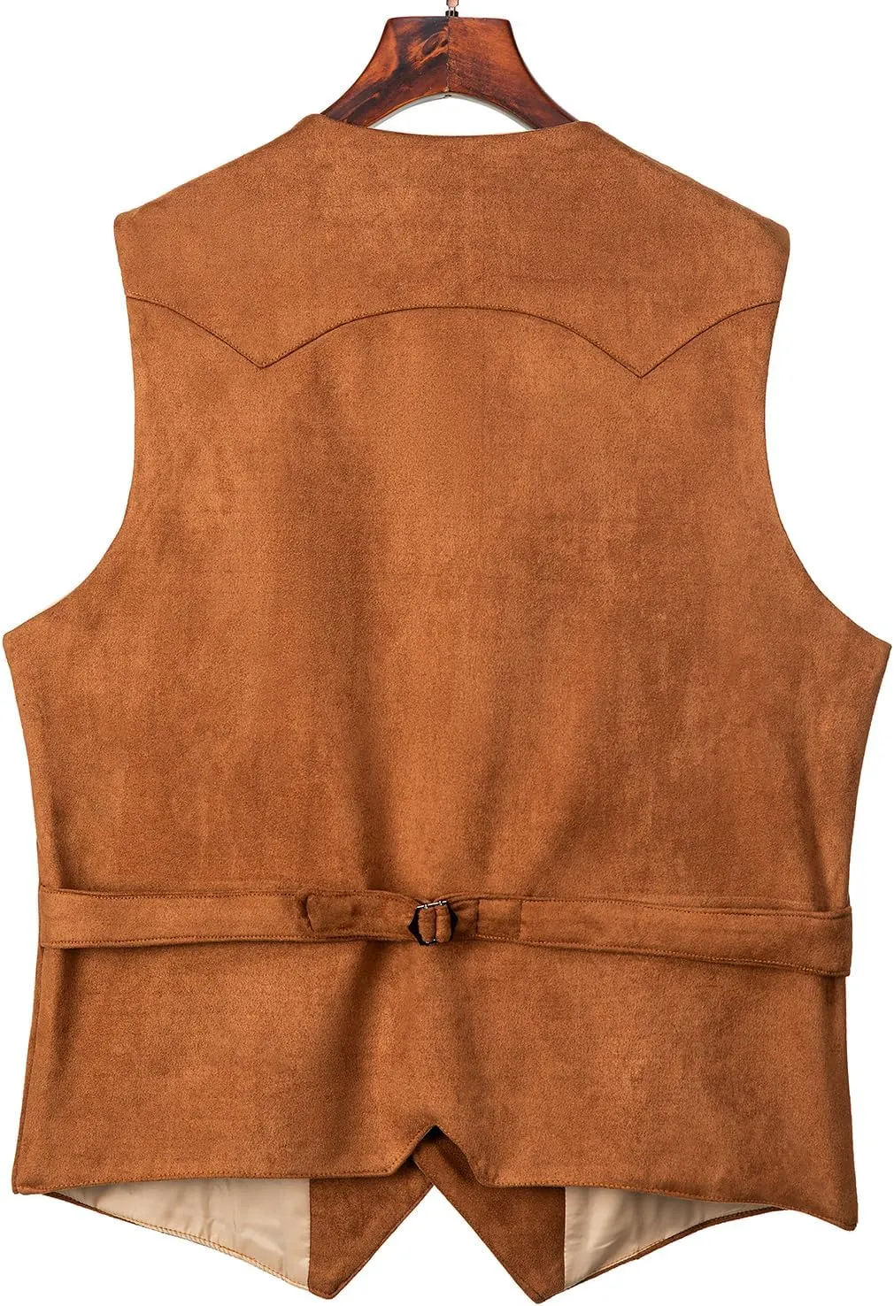 Men's Cowboy Suede Faux Leather Suit Vest Casual Western Cowhide Vest Vintage Slim Fit Waistcoat