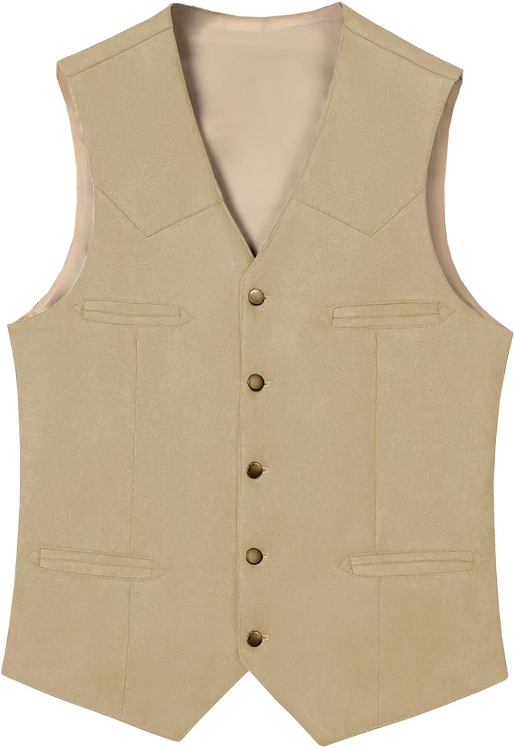 Men's Cowboy Suede Faux Leather Suit Vest Casual Western Cowhide Vest Vintage Slim Fit Waistcoat