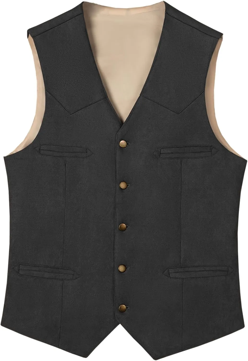 Men's Cowboy Suede Faux Leather Suit Vest Casual Western Cowhide Vest Vintage Slim Fit Waistcoat
