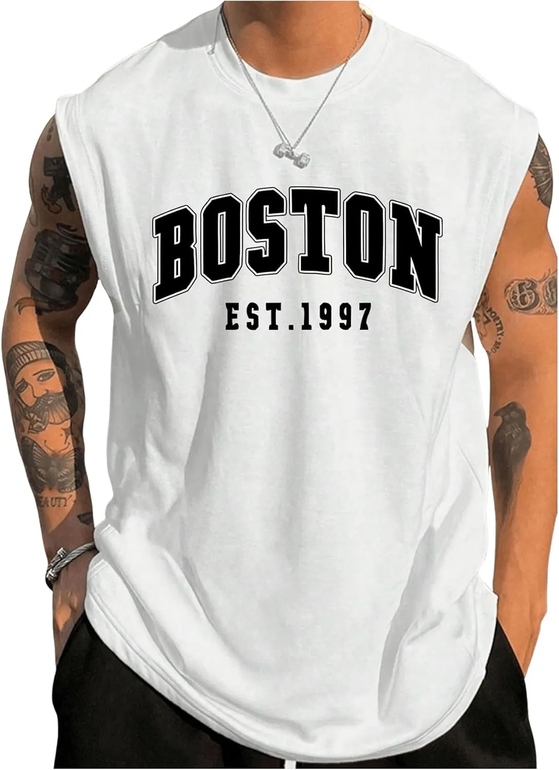 Men's Crewneck Sleeveless Tank Tops Casual Graphic Vest Top Vintage Summer Tee Shirts Streetwear