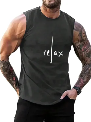 Men's Crewneck Sleeveless Tank Tops Casual Graphic Vest Top Vintage Summer Tee Shirts Streetwear