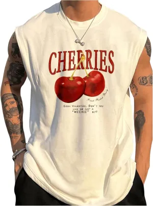 Men's Crewneck Sleeveless Tank Tops Casual Graphic Vest Top Vintage Summer Tee Shirts Streetwear