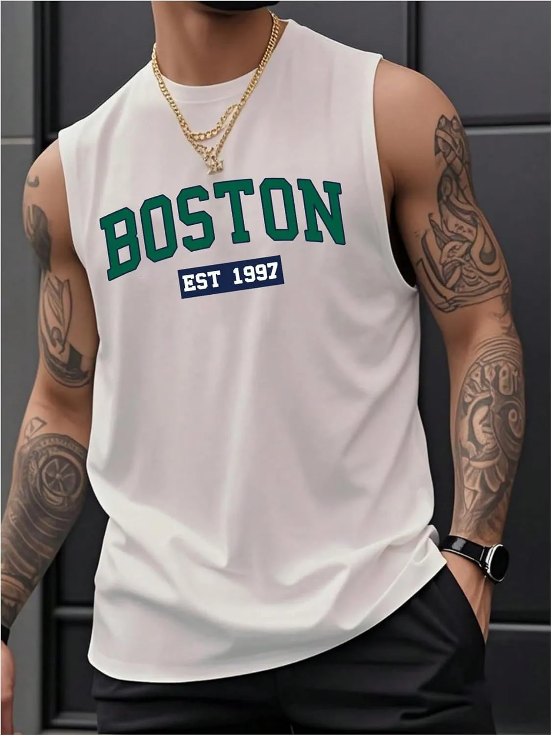 Men's Crewneck Sleeveless Tank Tops Casual Graphic Vest Top Vintage Summer Tee Shirts Streetwear