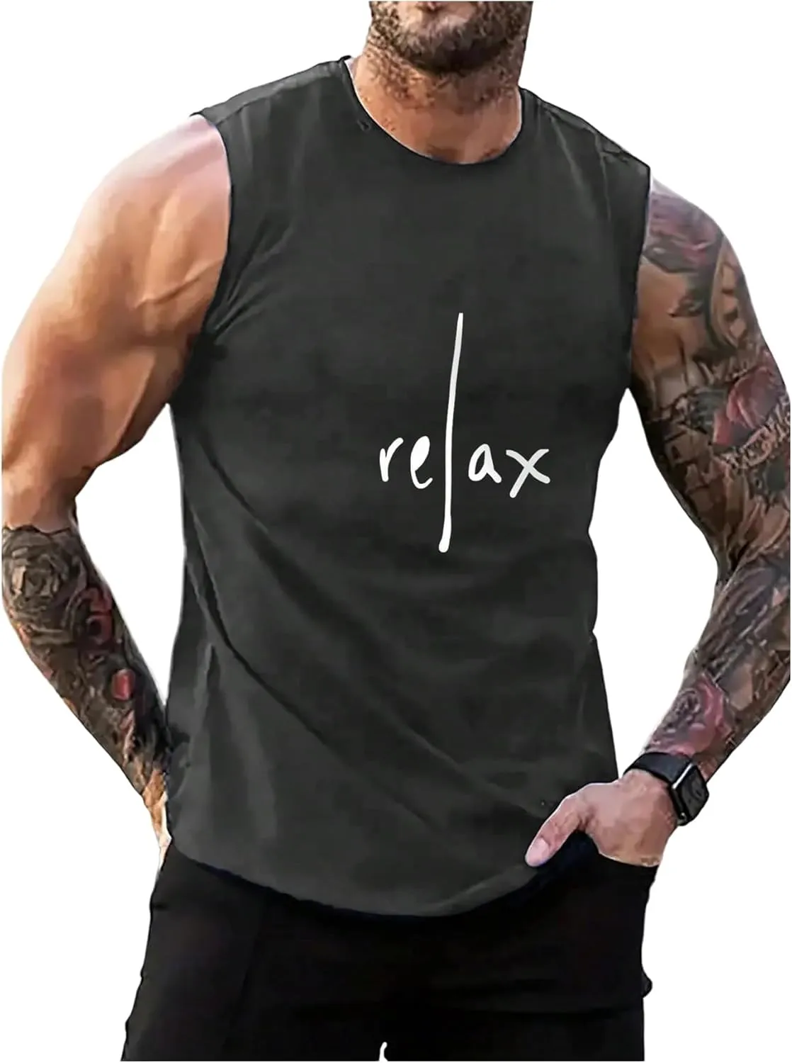 Men's Crewneck Sleeveless Tank Tops Casual Graphic Vest Top Vintage Summer Tee Shirts Streetwear