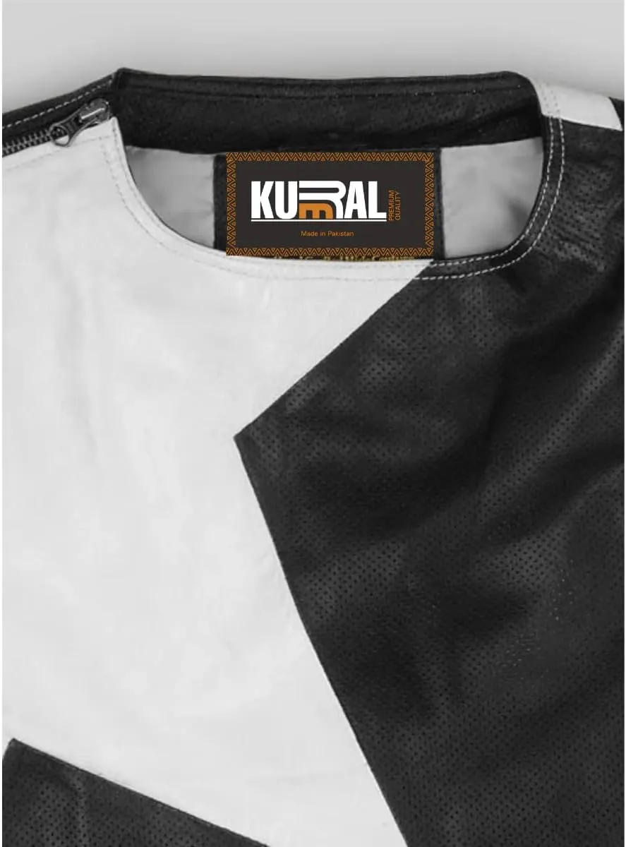 Men's Genuine Leather T-Shirt, Classic Crew Neck Biker Leather Tee, Motorcycle Jacket Shirt Men