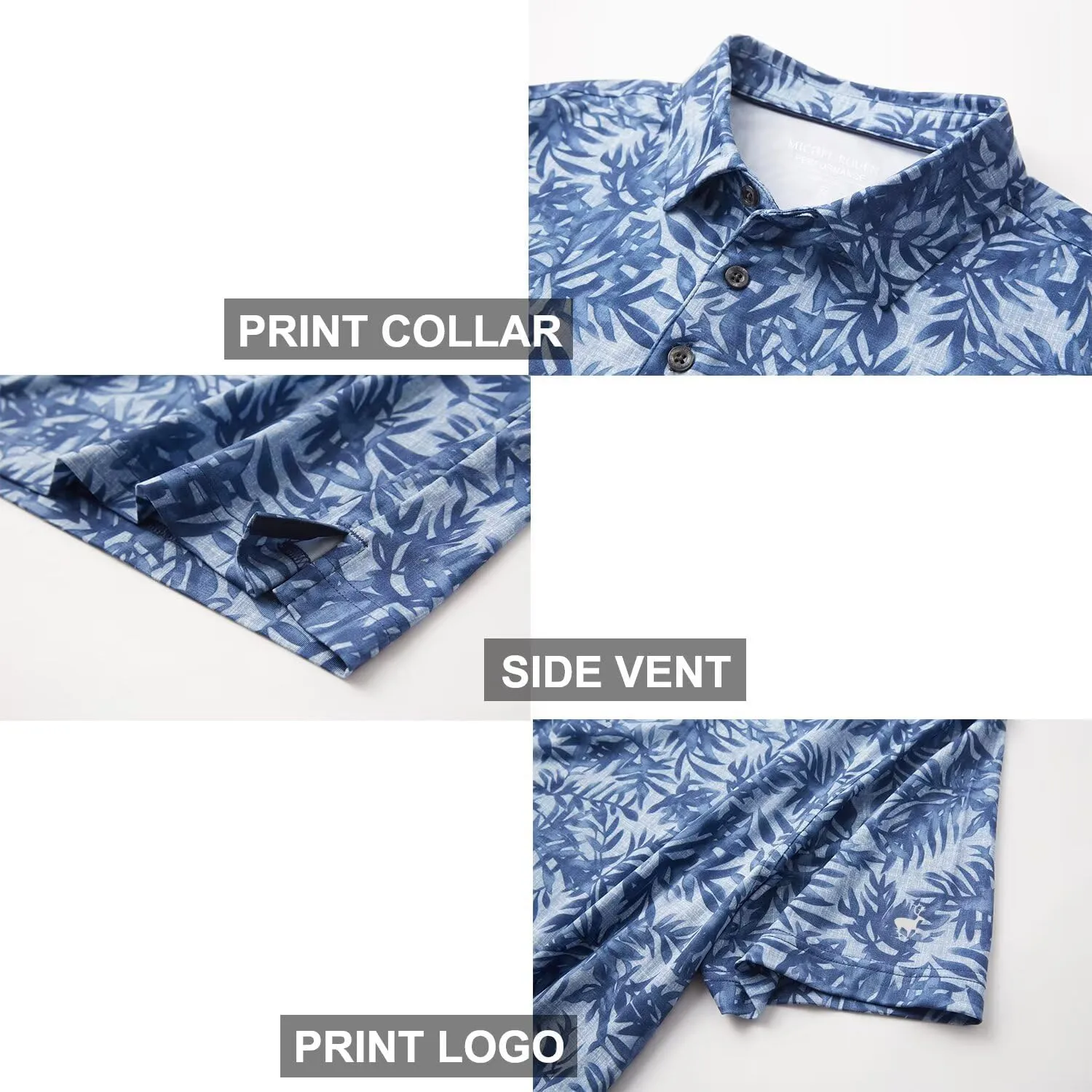 Mens Golf Shirts Short Sleeve Moisture Wicking Dry Fit Print Performance Athletic Casual Golf Polo Shirts for Men