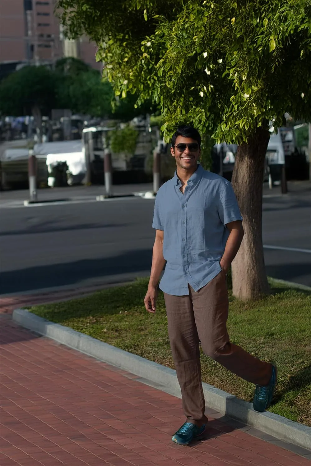 Mens Linen Blend Short Sleeve Casual Shirt for Vacation, Holiday, Casual Party, Lightweight Button Down Shirt
