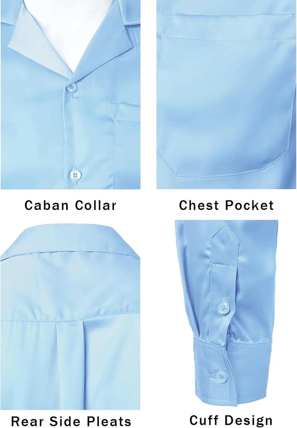 Mens Luxury Satin Silk Dress Shirts Wrinkle Free Casual Button Down Long Sleeve Shirt Prom Wedding Shirt