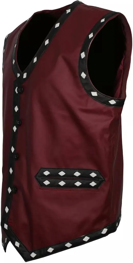 Men's Road Warrior Embroded Stylish Costume Genuine Motorcycle Gangster Biker Leather Vest