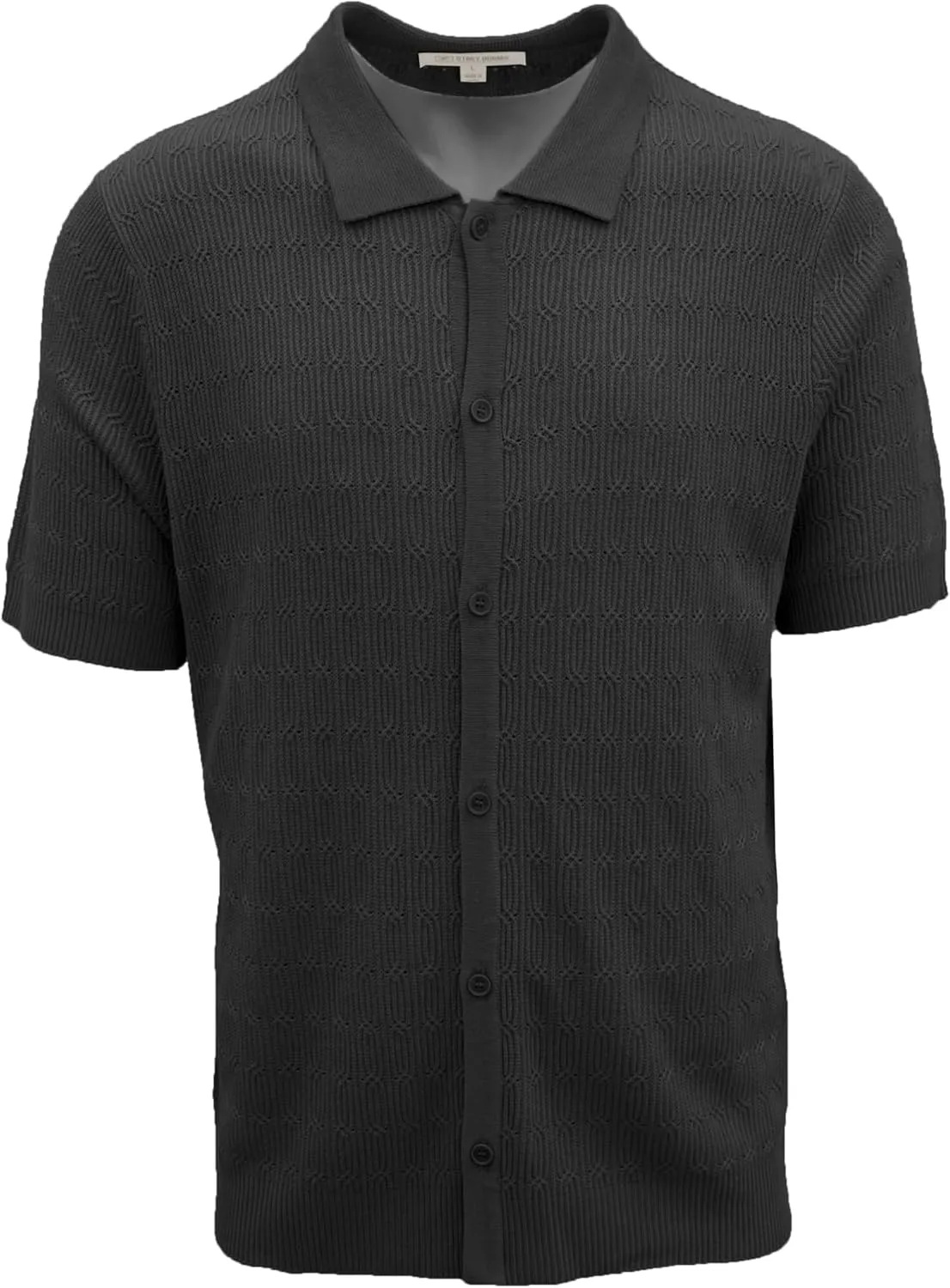 Mens Short Sleeve Knit Sports Shirt - Modern Polo Vintage Classics: Solid Cable Twist Jacquard Pattern