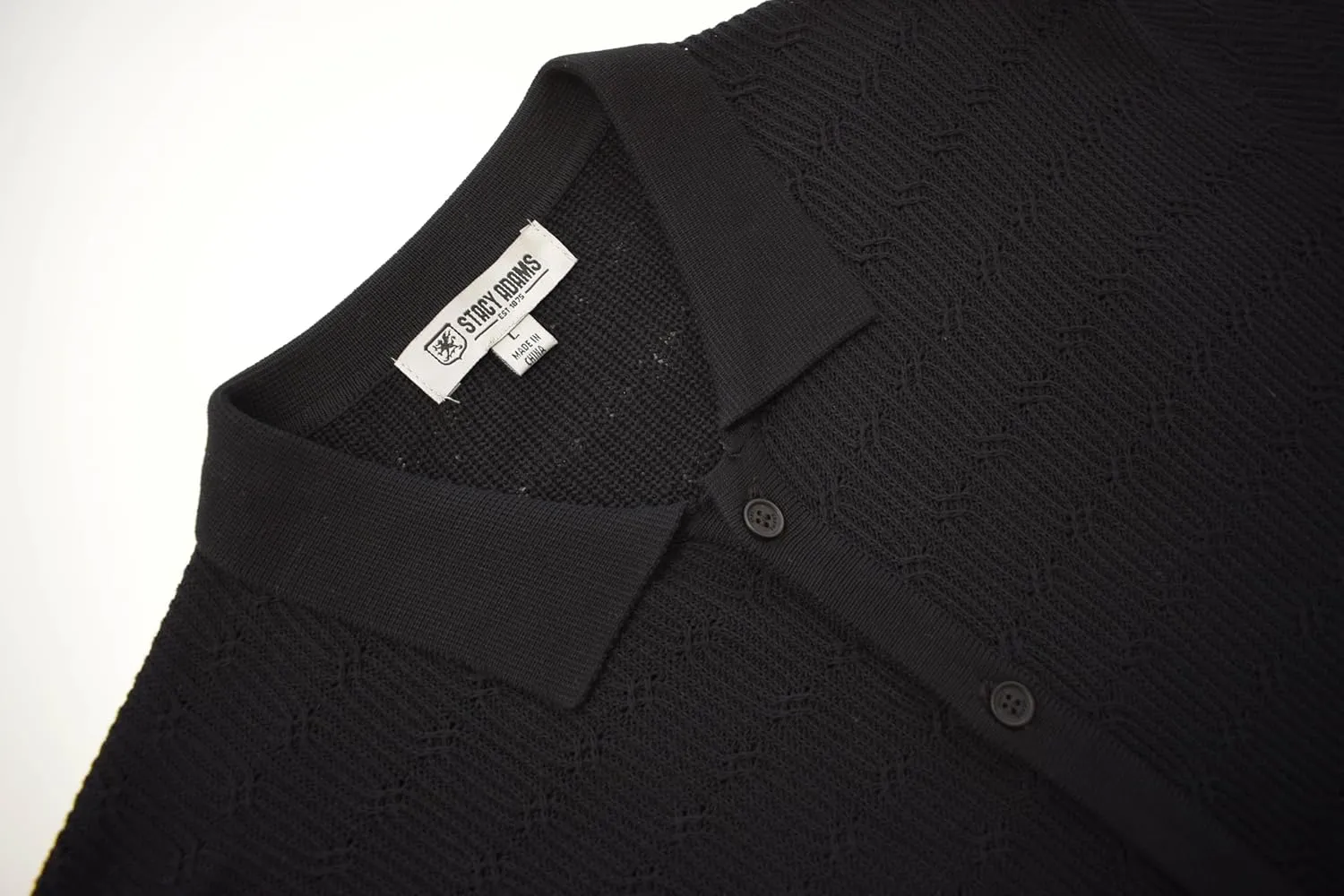 Mens Short Sleeve Knit Sports Shirt - Modern Polo Vintage Classics: Solid Cable Twist Jacquard Pattern