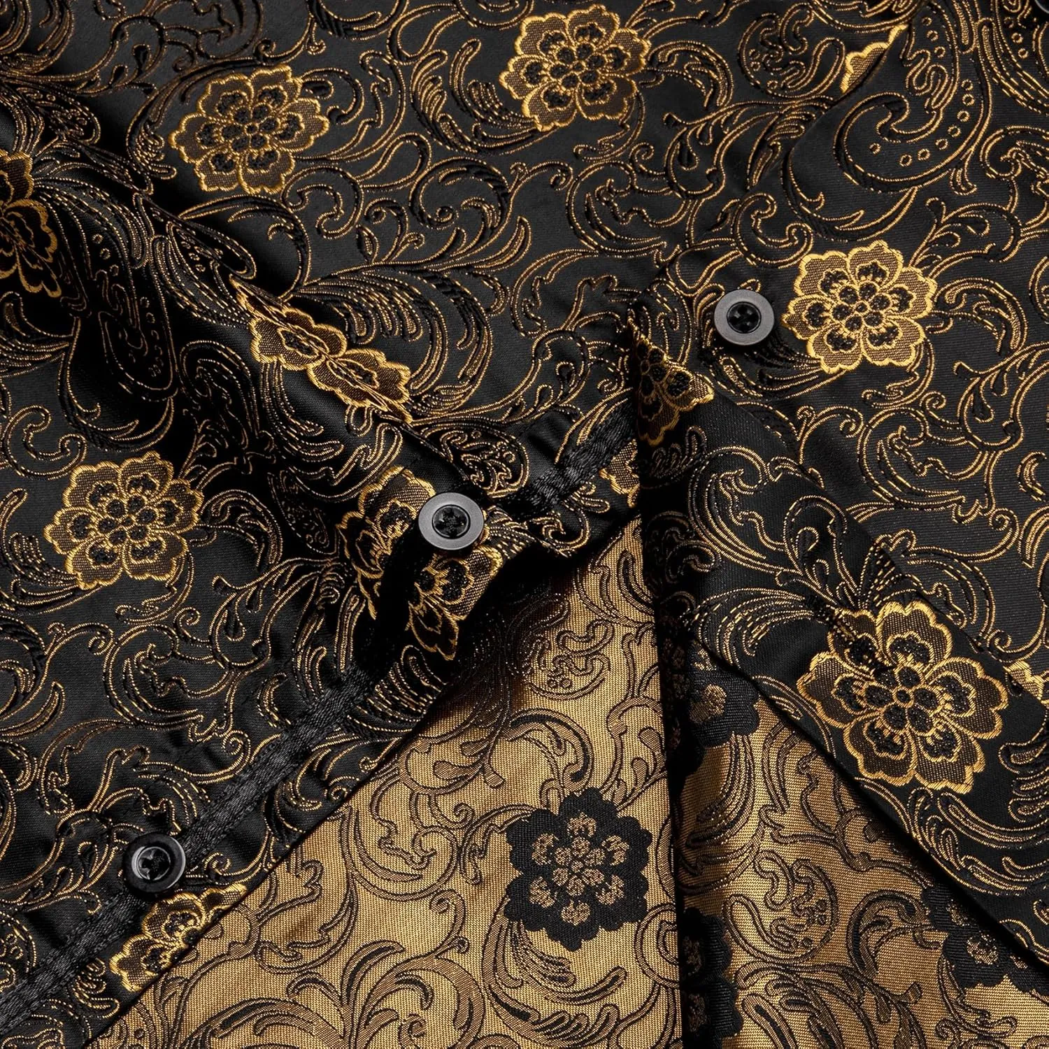 Mens Silk Paisley Dress Shirt Casual Button Down Shirt Long Sleeve Western Floral Shirts Wedding Party Holiday