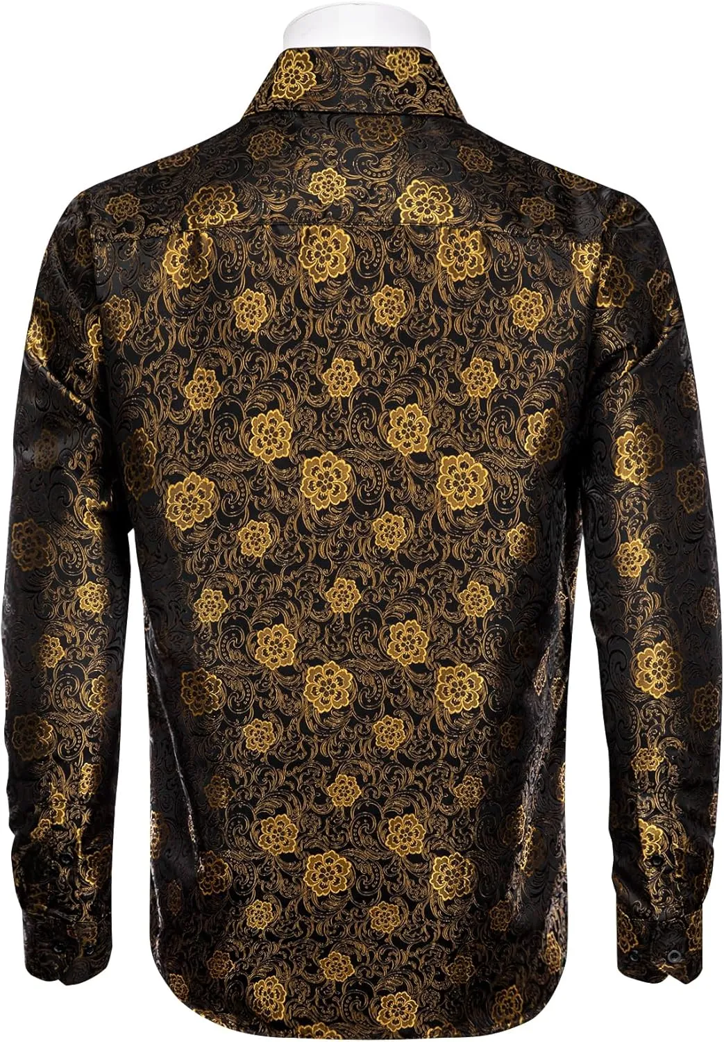 Mens Silk Paisley Dress Shirt Casual Button Down Shirt Long Sleeve Western Floral Shirts Wedding Party Holiday