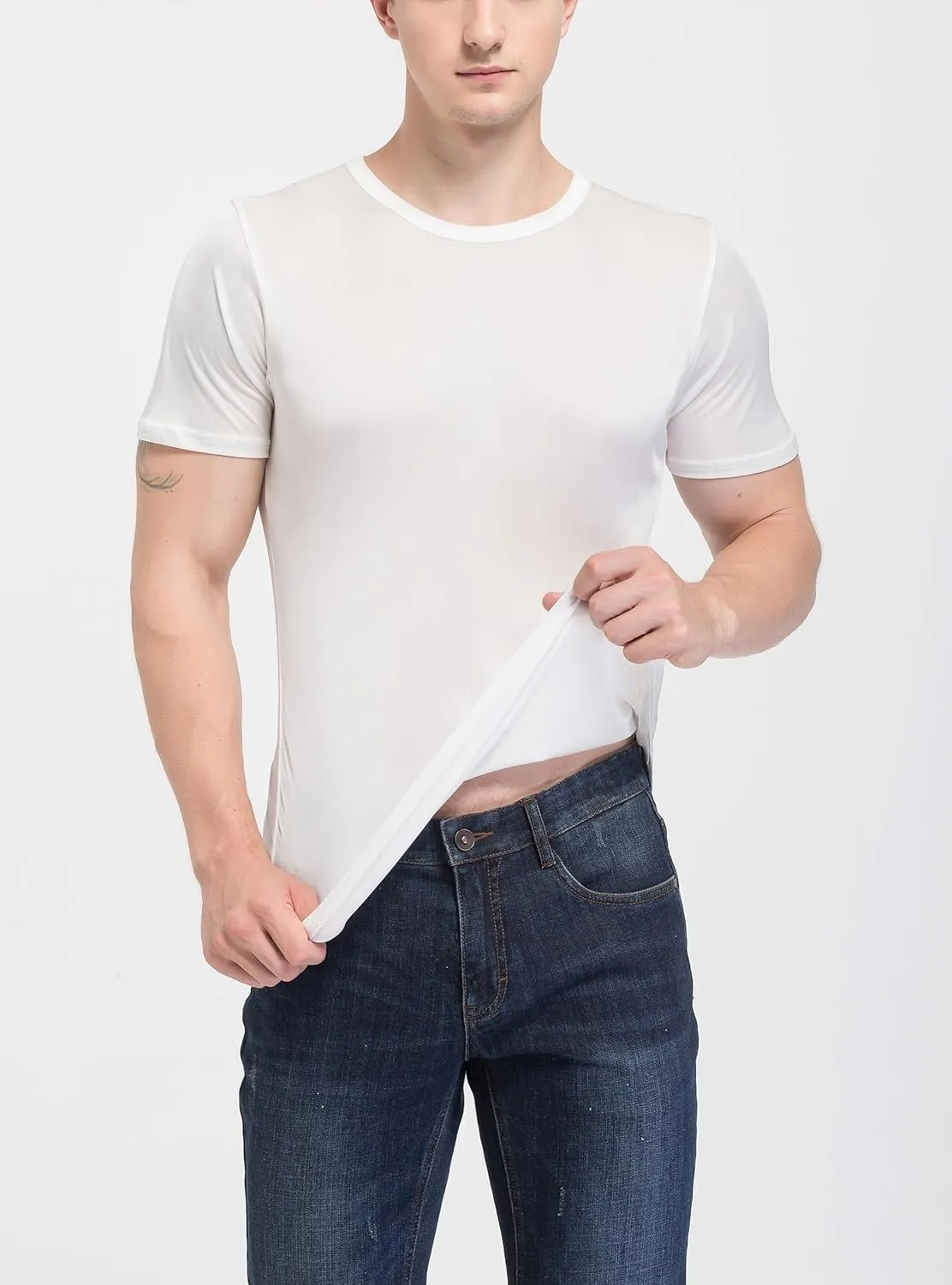 Men's Silk Shirt Soft Breathable Sport T-Shirt Underwear Slim Short/Long Sleeve Tops
